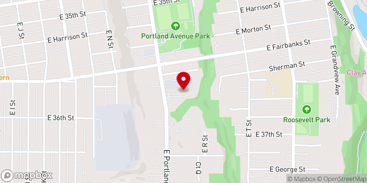 Map showing location of Eastside Baptist Church