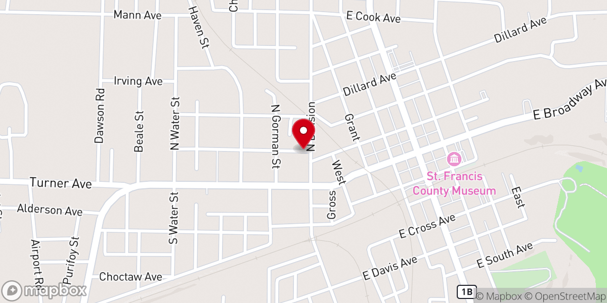 Map showing location of Church of God of Forrest City