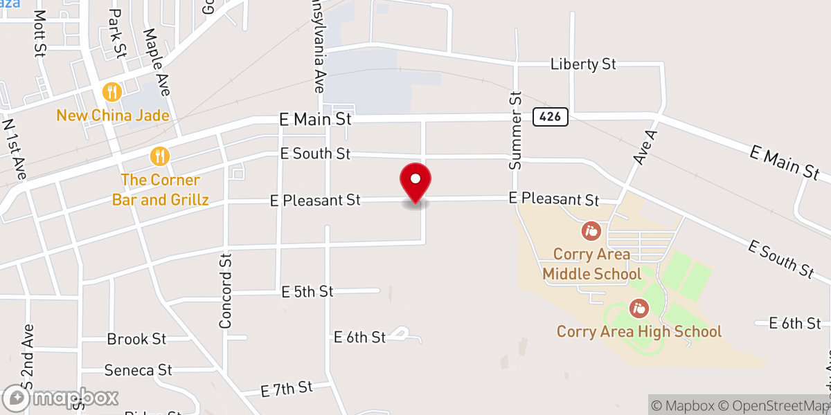 Map showing location of Corry ministry