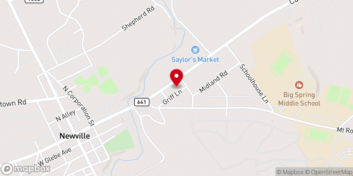 Map showing location of Newville Church of Brethren