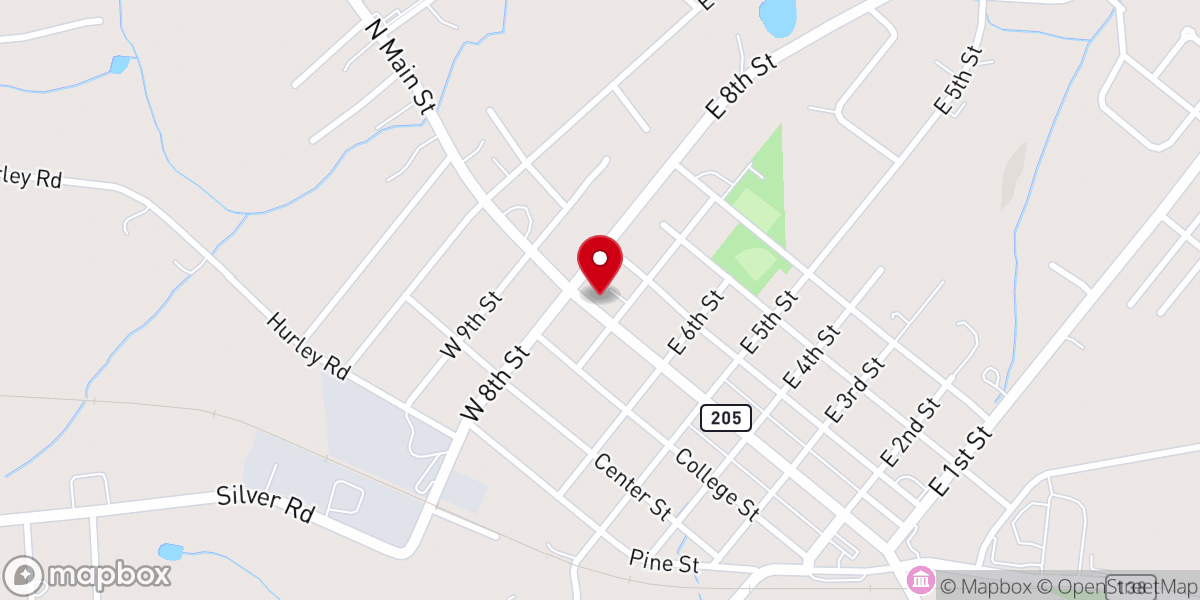 Map showing location of Oakboro Church of God