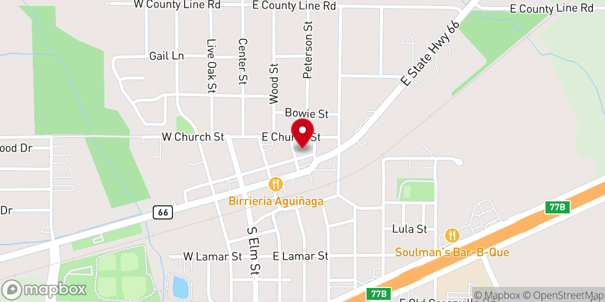 Map showing location of Royse City Methodist Church