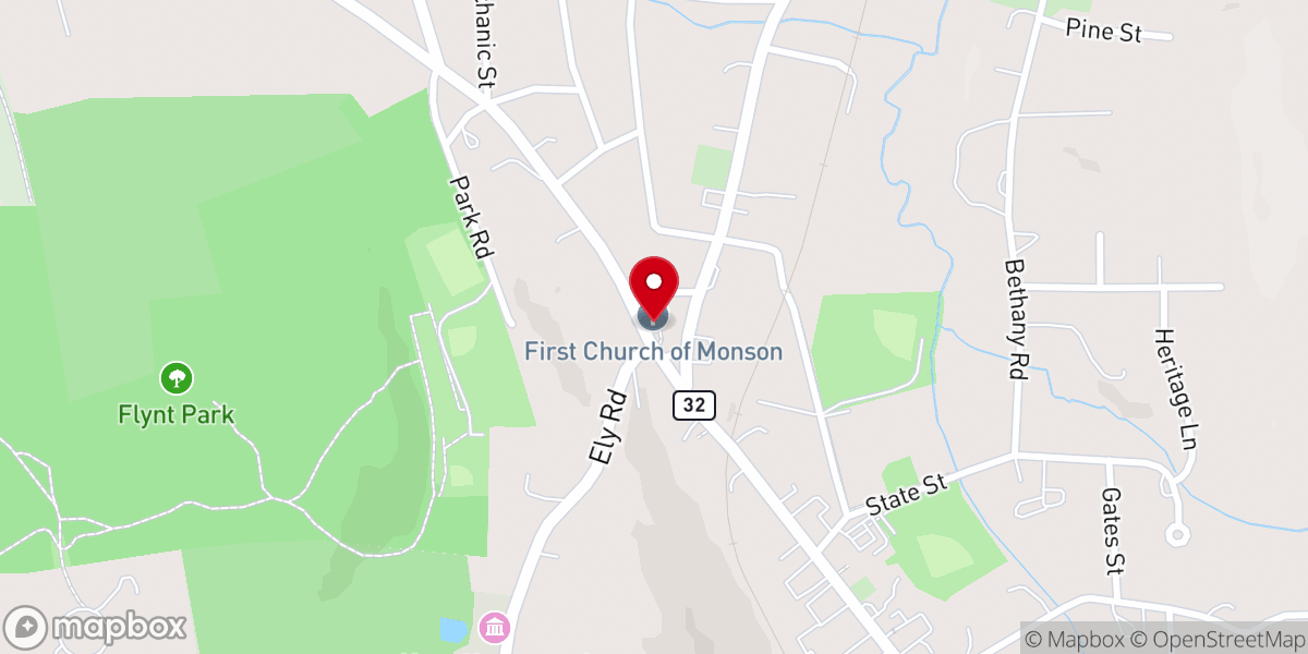 Map showing location of First Church of Monson, Congregational, UCC