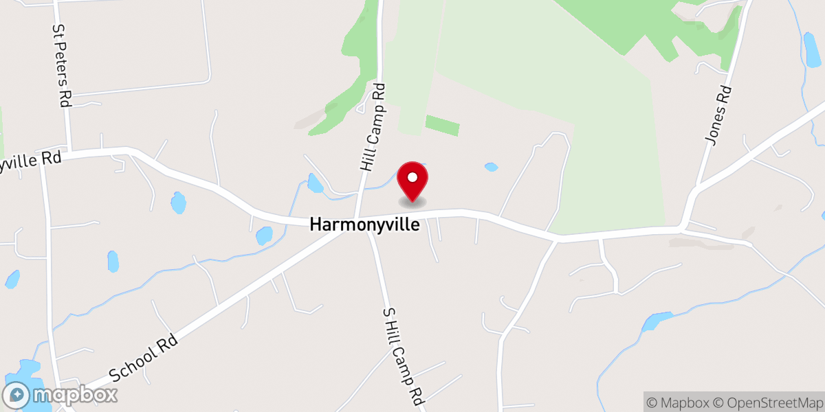 Map showing location of Harmonyville Church of the Brethren