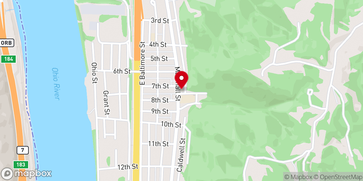 Map showing location of McMechen United Methodist Church