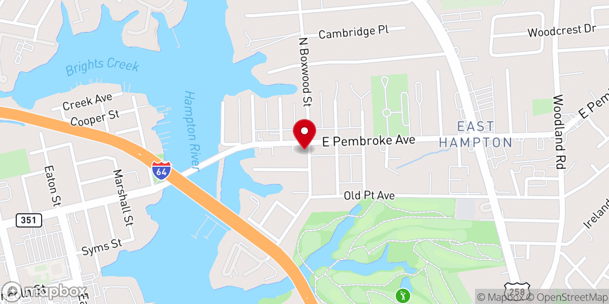 Map showing location of Hampton Roads Independent Baptist Church