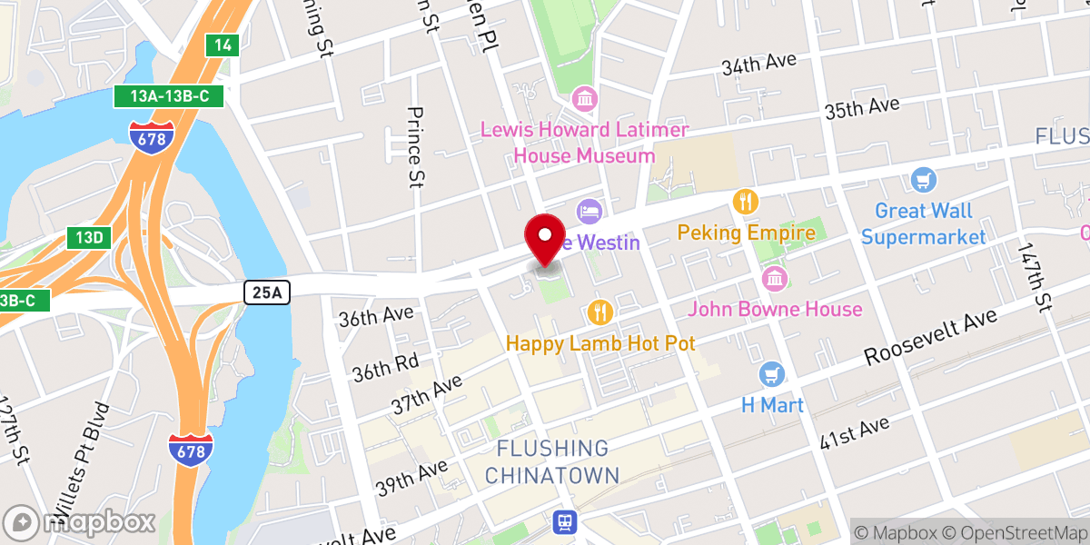 Map showing location of Flushing Friends Quaker Meeting House