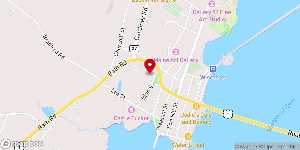 Map showing location of First Congregational Church