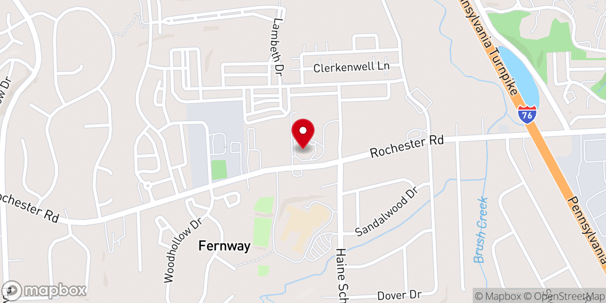 Map showing location of Cranberry Community United Church