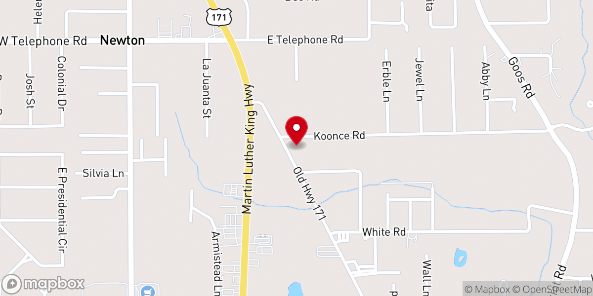 Map showing location of Moss Bluff Church of Christ