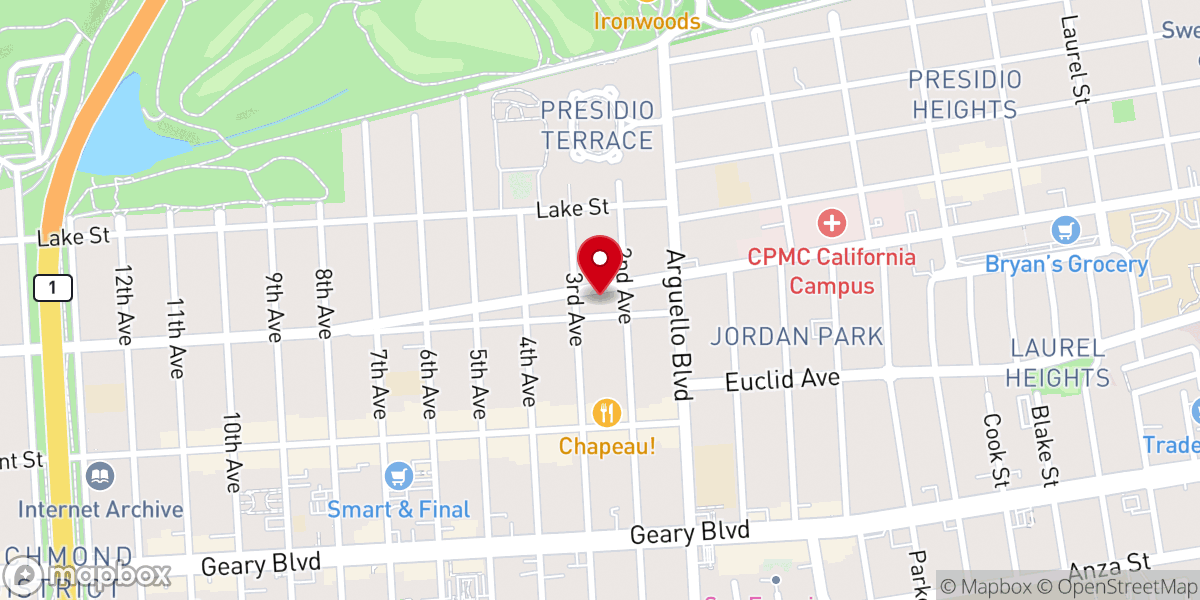 Map showing location of San Francisco Chinese Mennonite Church