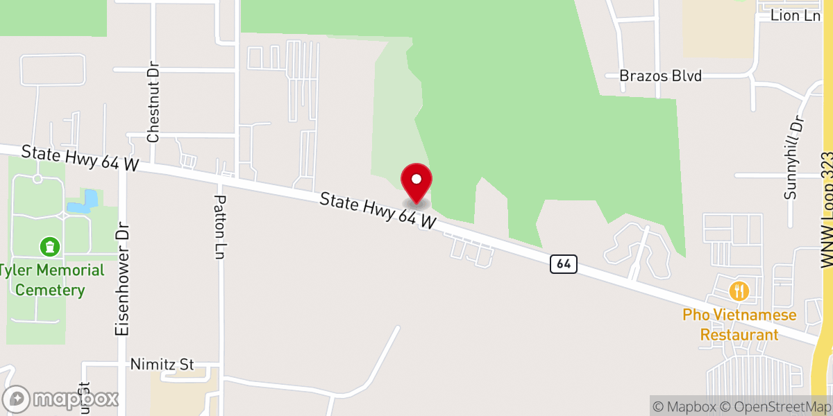 Map showing location of Tyler Biker Church