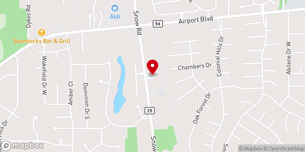 Map showing location of Westwood Church