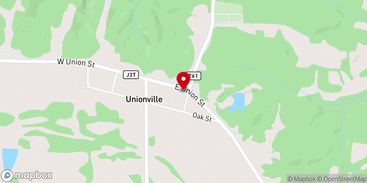 Map showing location of Unionville United Methodist Church
