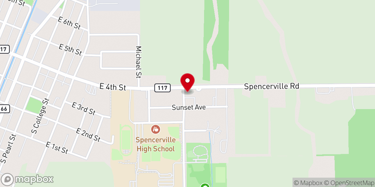 Map showing location of Spencerville United Church of Christ