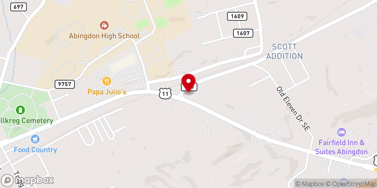 Map showing location of Saint John's Lutheran Church