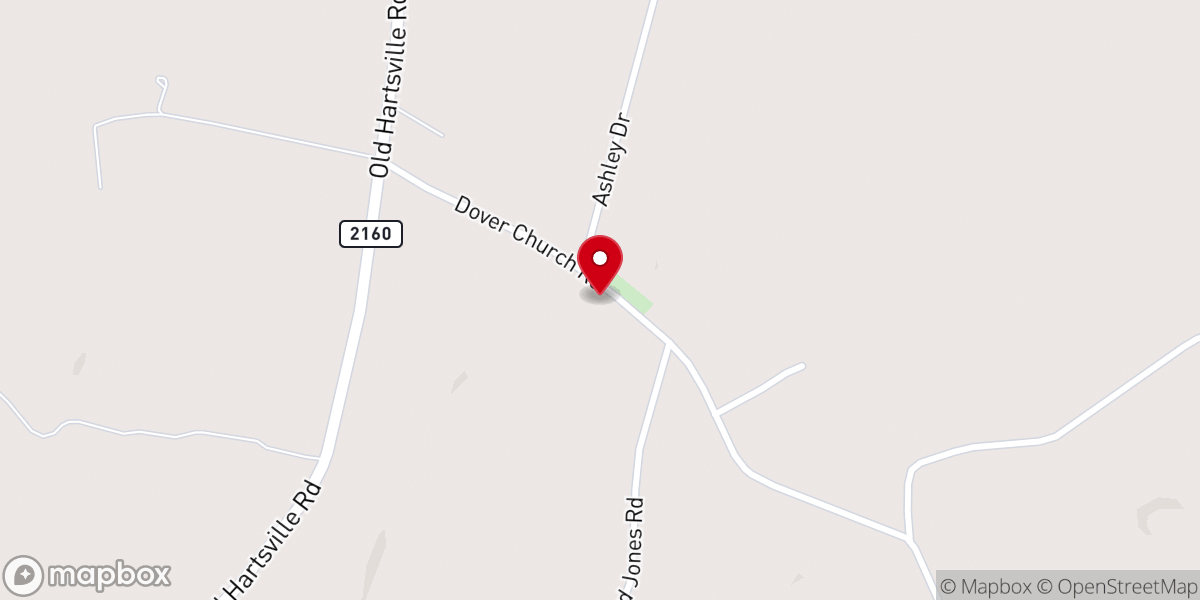 Map showing location of Dover Church