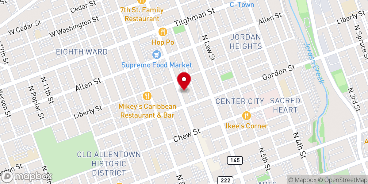 Map showing location of St. Luke's Lutheran Church