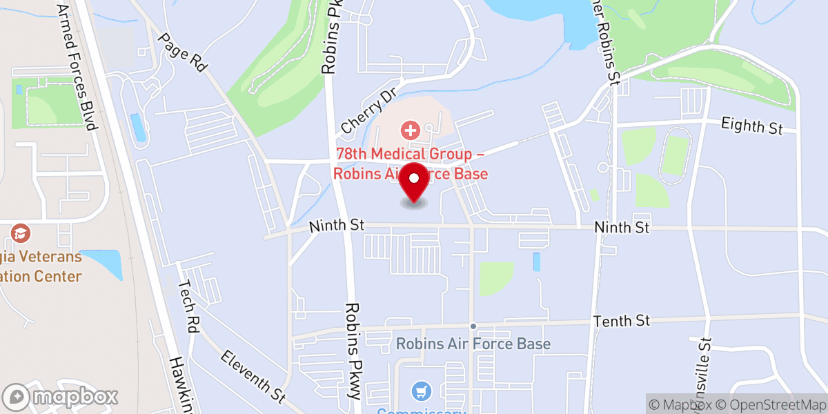 Map showing location of Robins Air Force Base Chapel