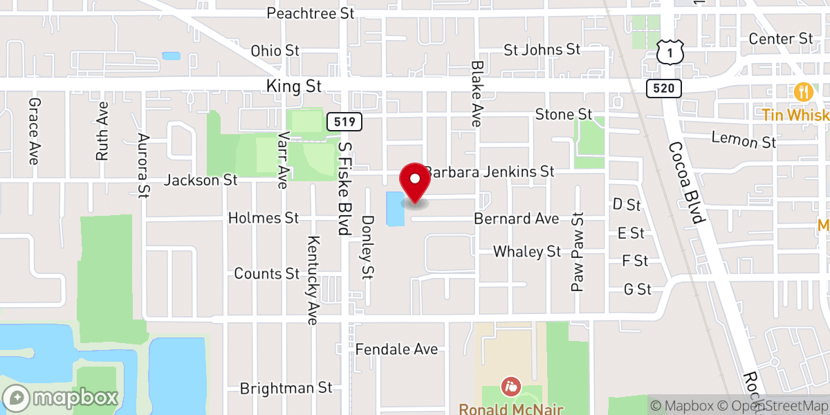 Map showing location of St. John Church of God in Christ