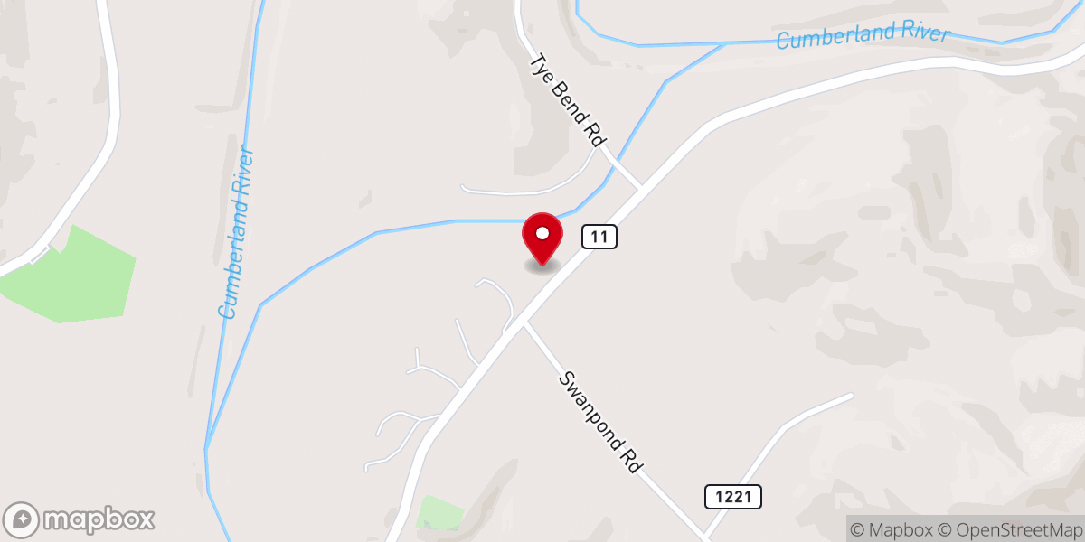 Map showing location of Swan Pond Baptist Church