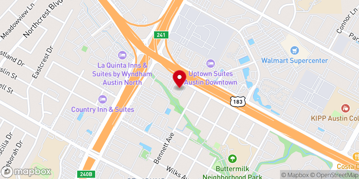 Map showing location of Red Rocks Church Austin