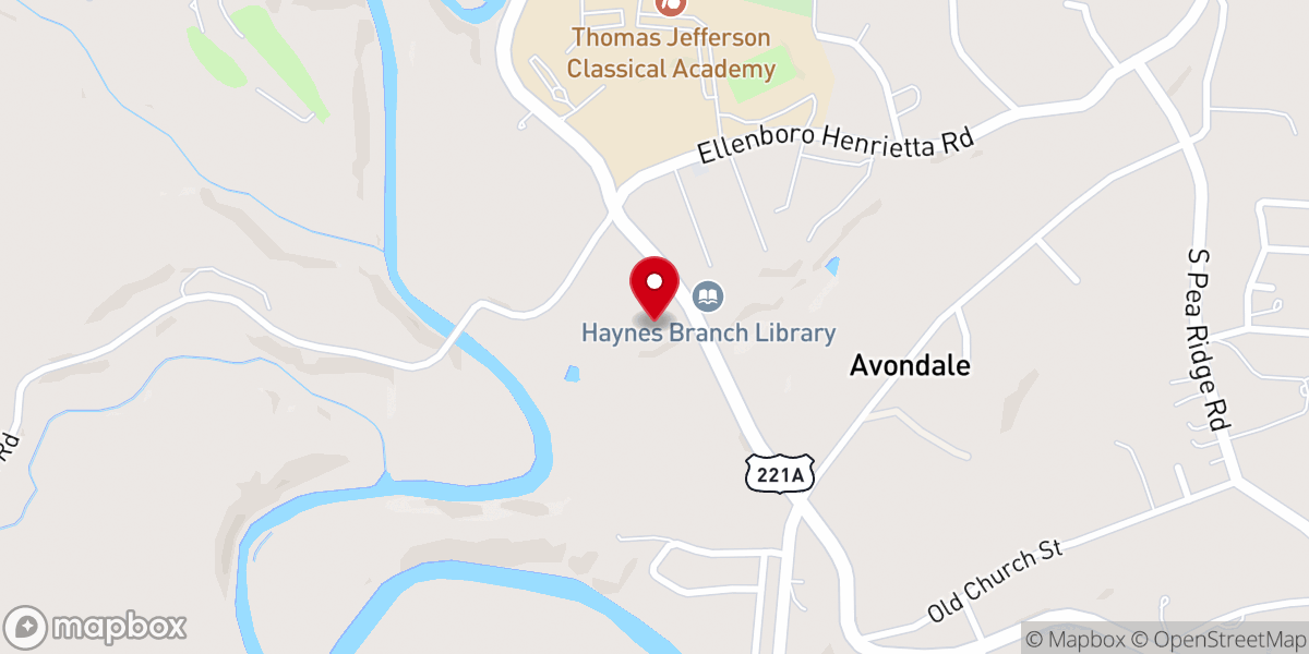 Map showing location of Haynes Memorial Baptist Church