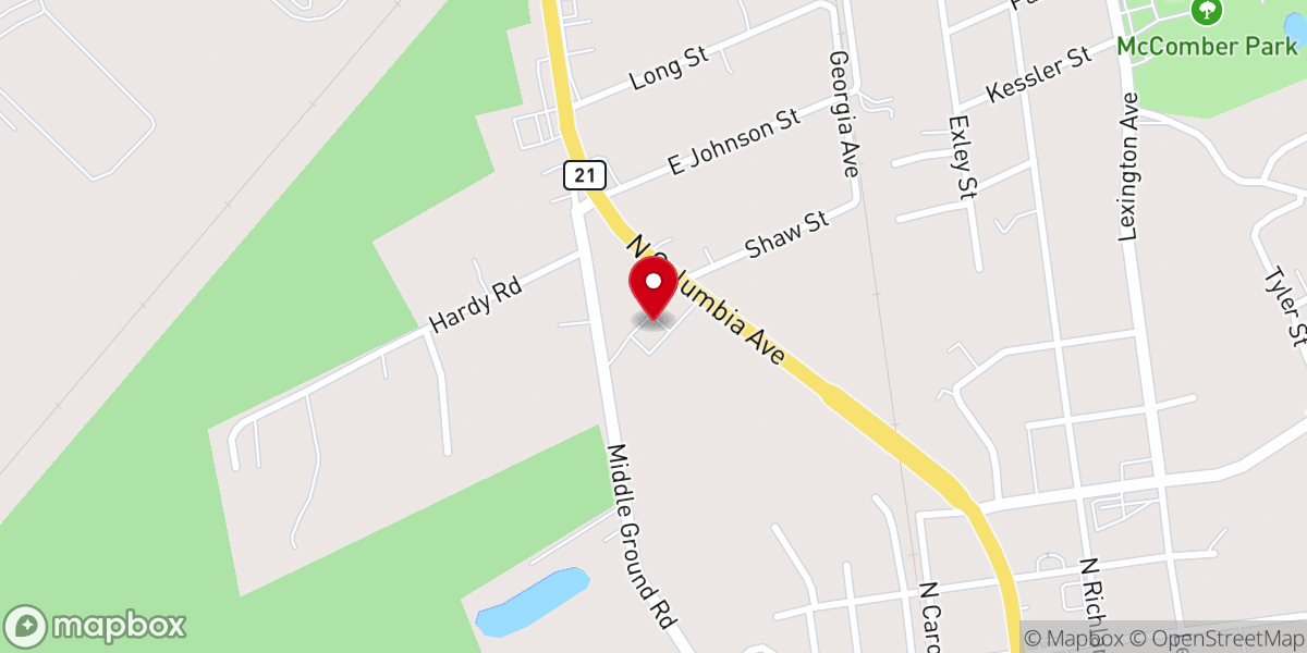 Map showing location of Cornerstone Baptist Church