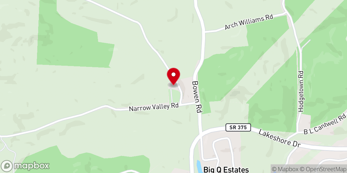Map showing location of Narrow Valley Baptist Church