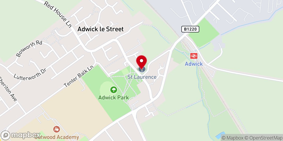 Map showing location of St Laurence's Church Adwick-Le-Street