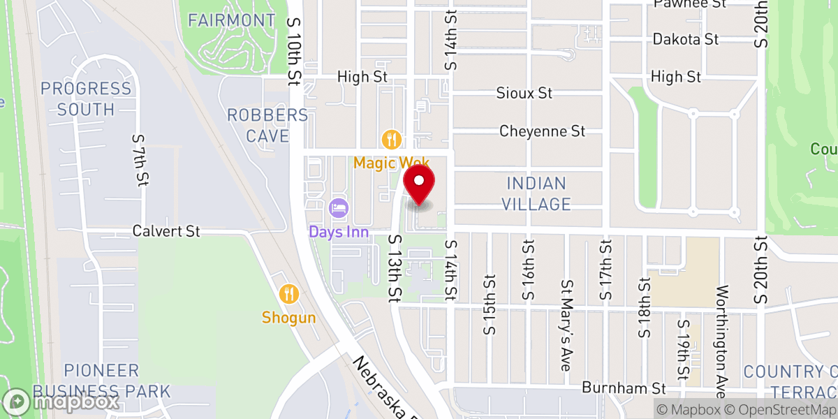 Map showing location of Southview Baptist Church