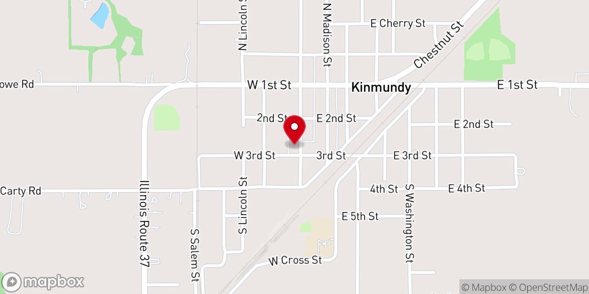 Map showing location of Kinmundy Christian Church