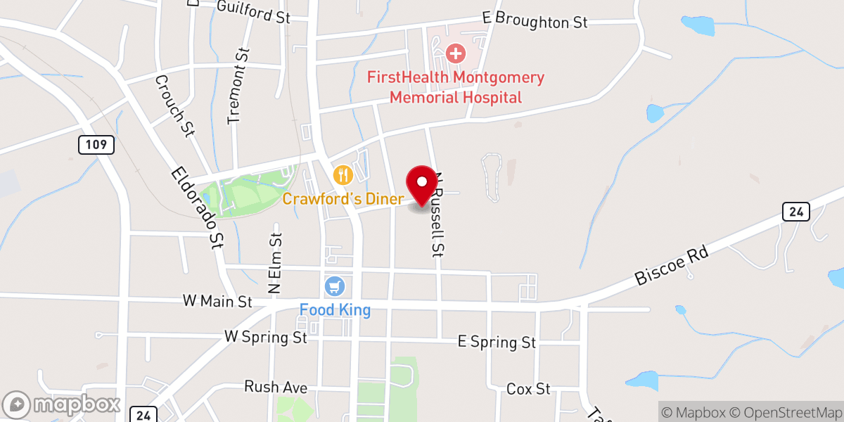 Map showing location of Trinity United Methodist Church