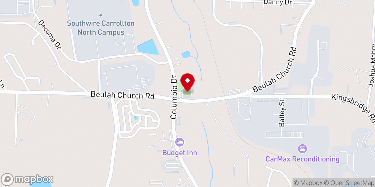 Map showing location of Beulah Baptist Carrollton