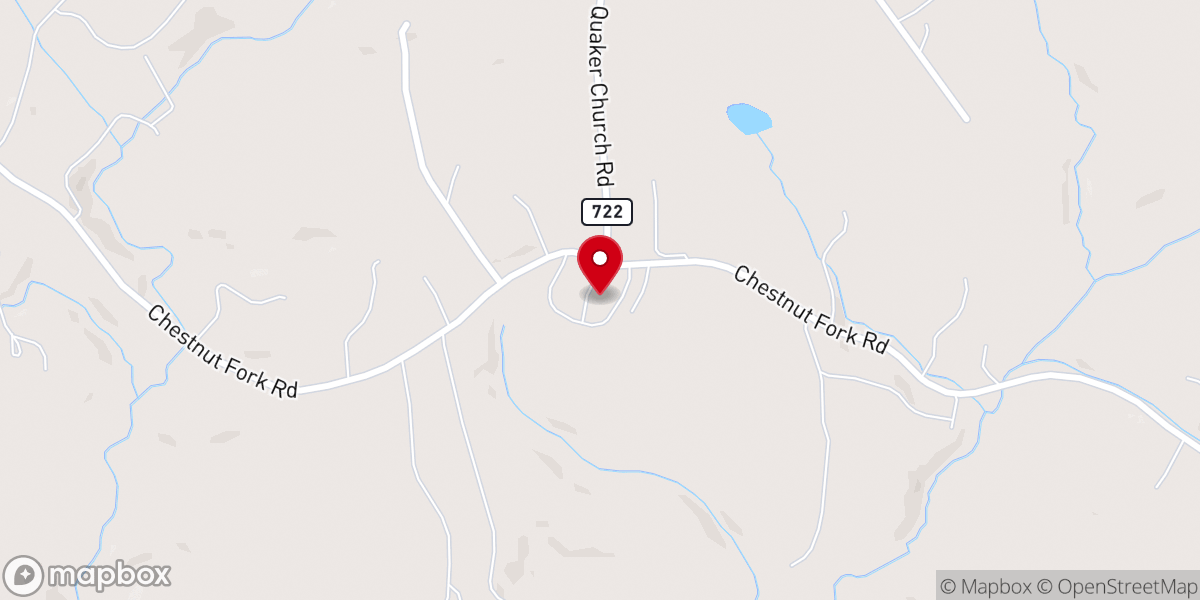 Map showing location of Quaker Baptist Church