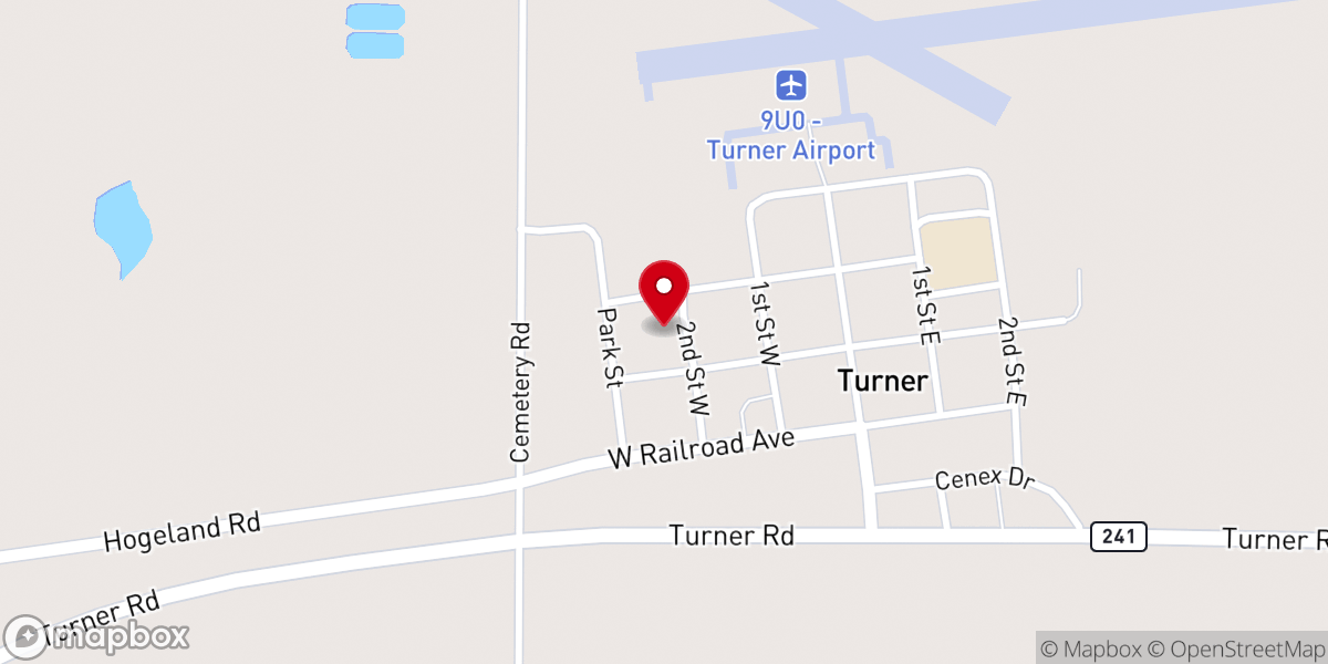 Map showing location of Turner American Lutheran Church