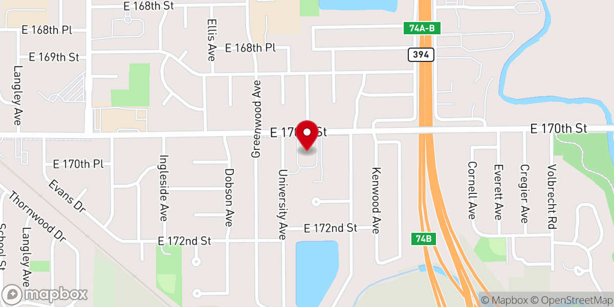 Map showing location of Christ Community Church of South Holland, IL