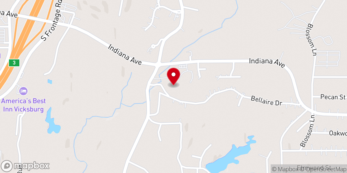 Map showing location of Elevate Church of Vicksburg