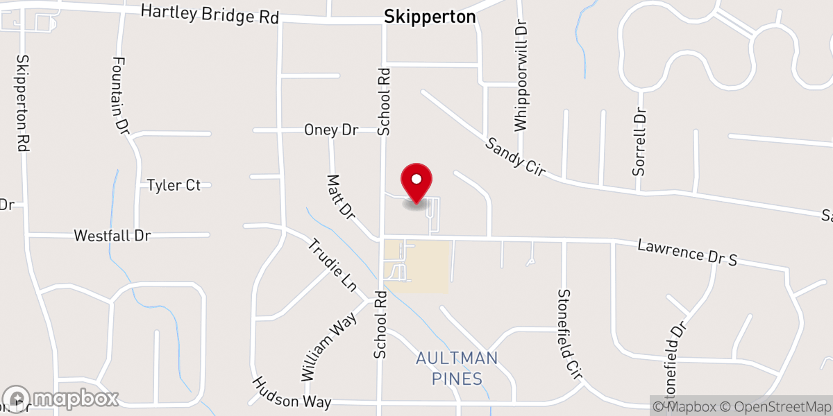Map showing location of Lawrence Drive Baptist Church