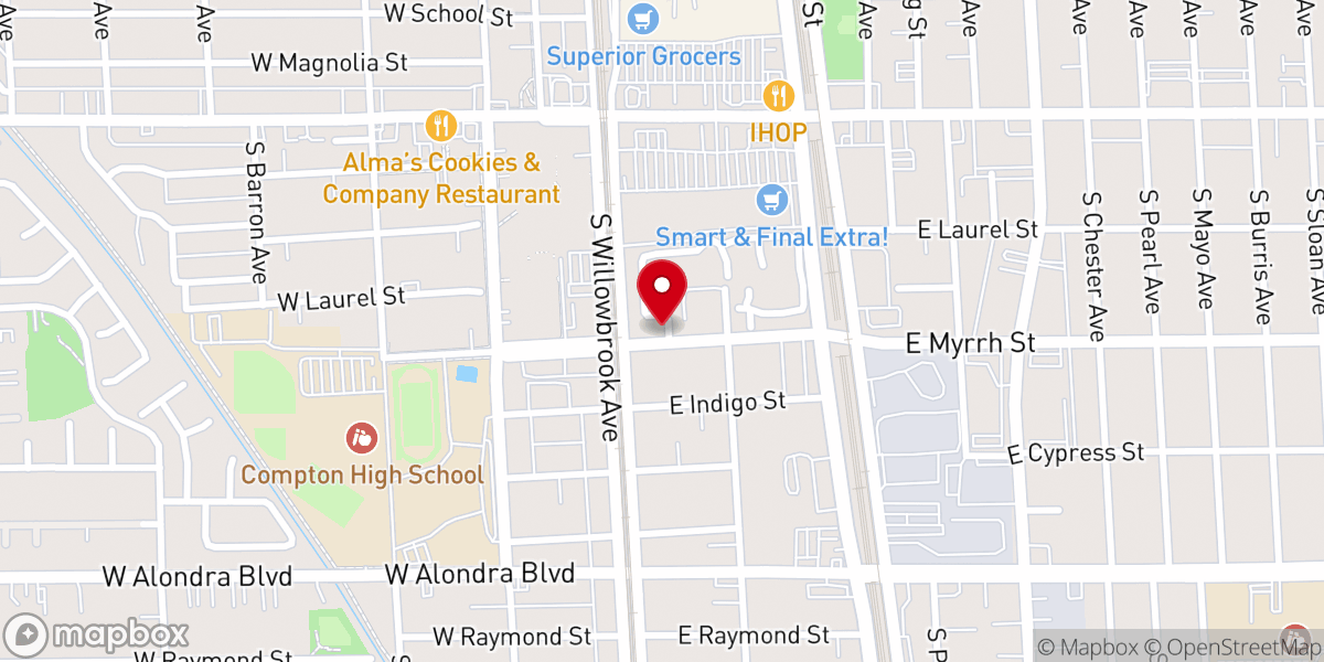 Map showing location of Tamarind Avenue Church