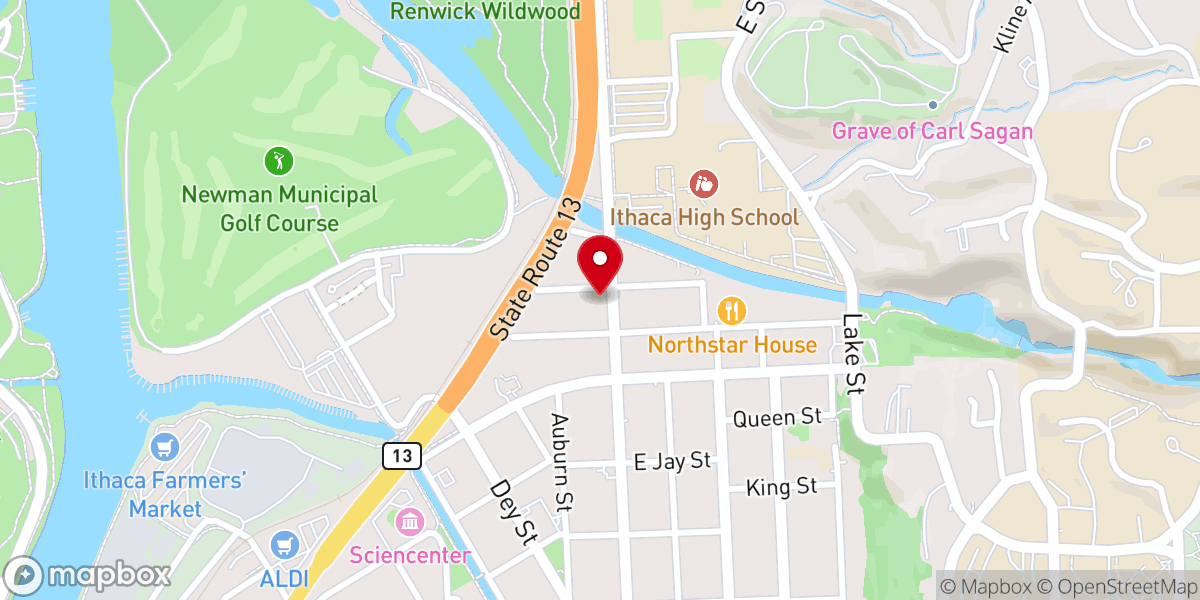 Map showing location of Ithaca Church of Christ