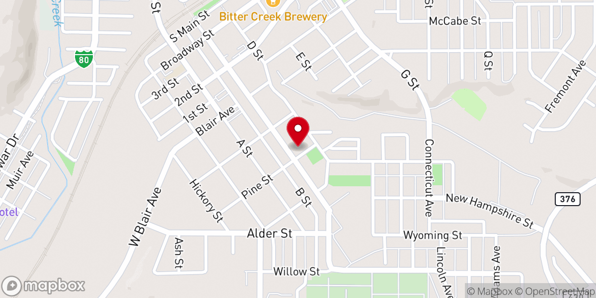Map showing location of First Baptist Church-Rock Springs