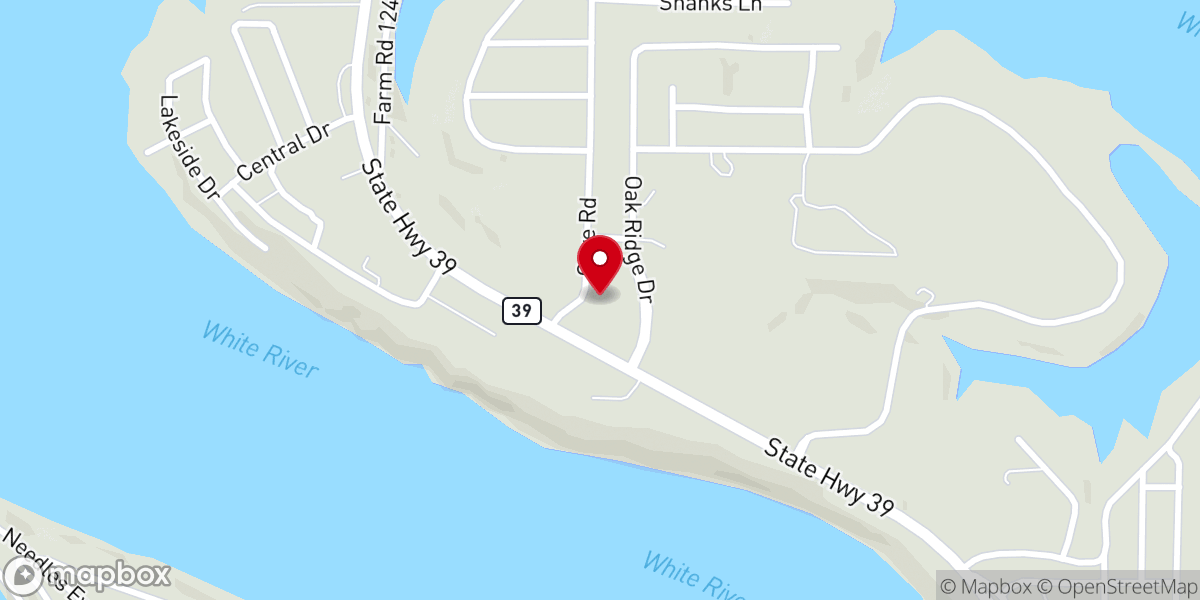 Map showing location of Lakeside Christian Church