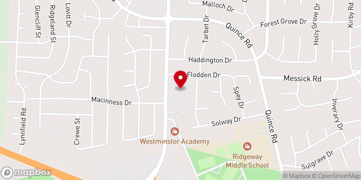 Map showing location of Ridgeway Baptist Church