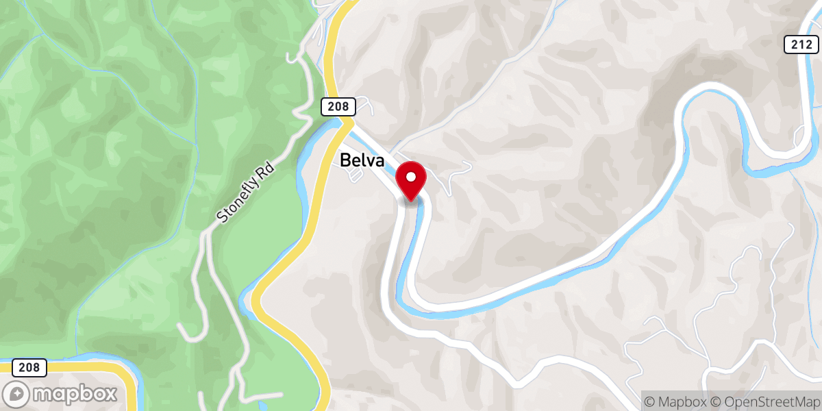 Map showing location of Belva Baptist Church