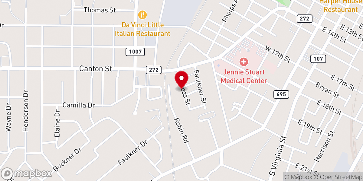 Map showing location of Moore's Baptist Church