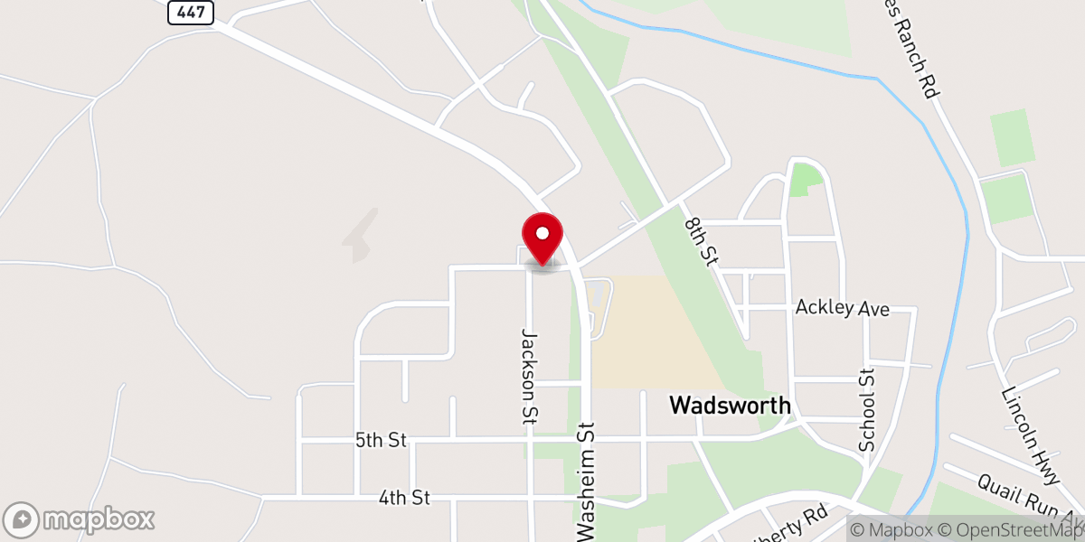 Map showing location of Wadsworth Community Building