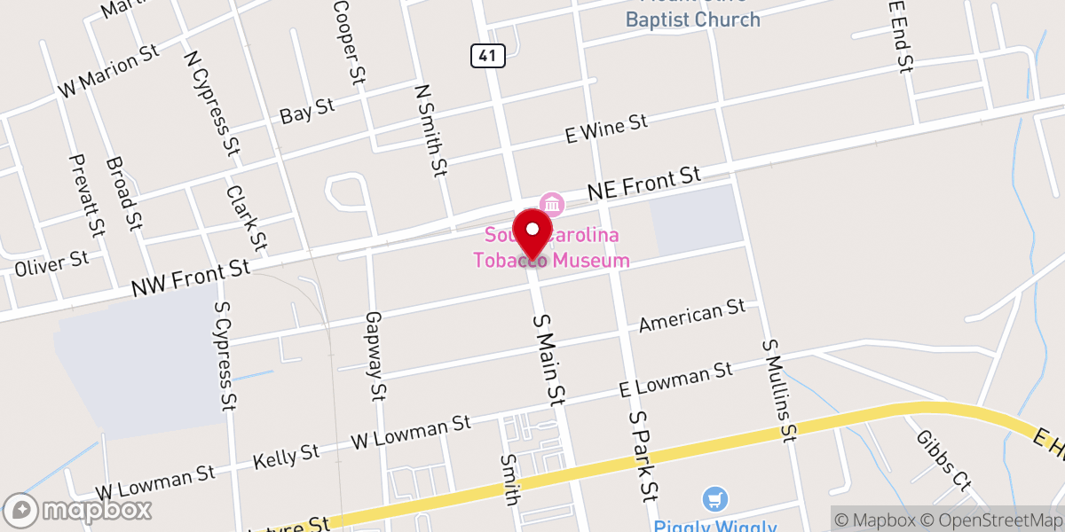 Map showing location of Little Pee Dee Baptist Association