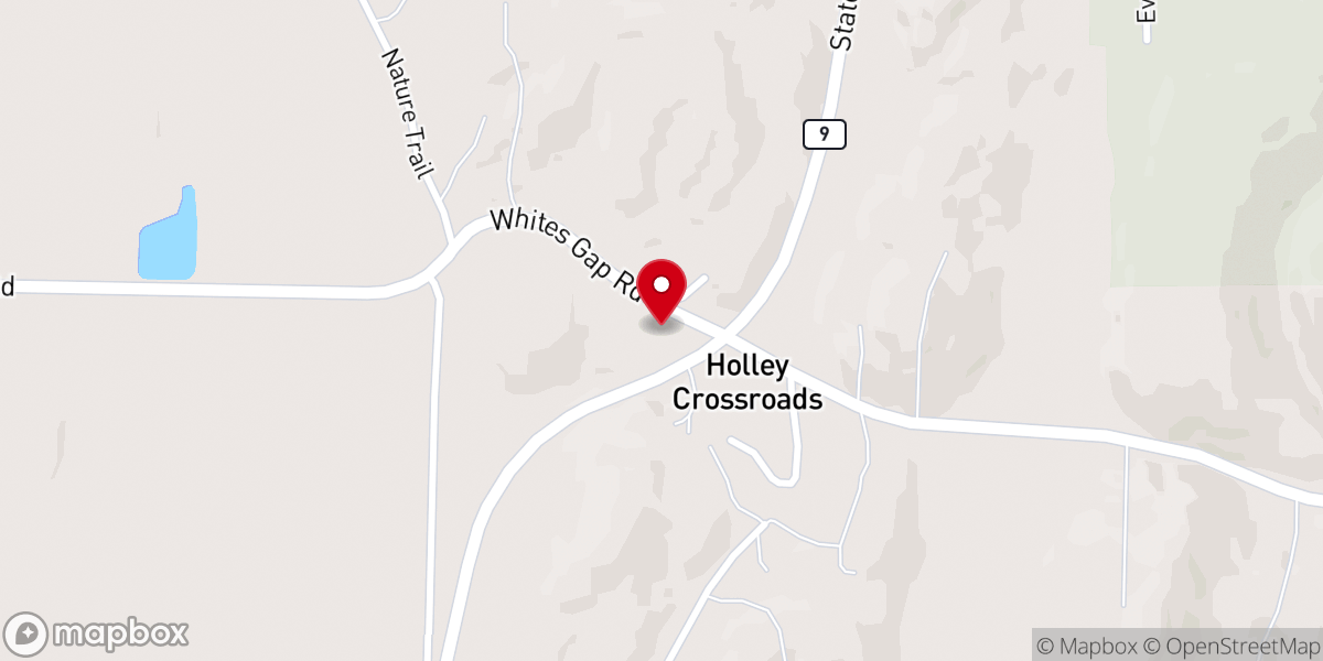 Map showing location of Holley Crossroads Missionary Baptist Church