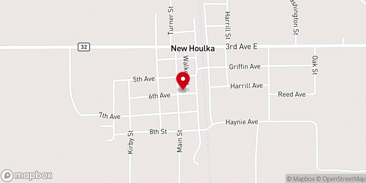 Map showing location of Houlka Church of the Nazarene